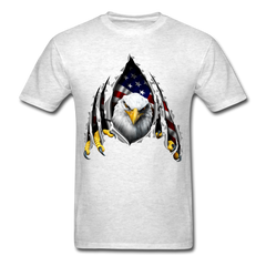 American Flag Eagle Ripping Out tee shirt - light heather gray