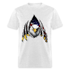 American Flag Eagle Ripping Out tee shirt - light heather gray