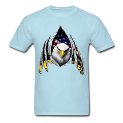 American Flag Eagle Ripping Out tee shirt - powder blue