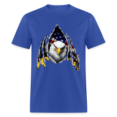 American Flag Eagle Ripping Out tee shirt - royal blue