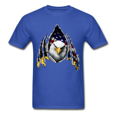 American Flag Eagle Ripping Out tee shirt - royal blue