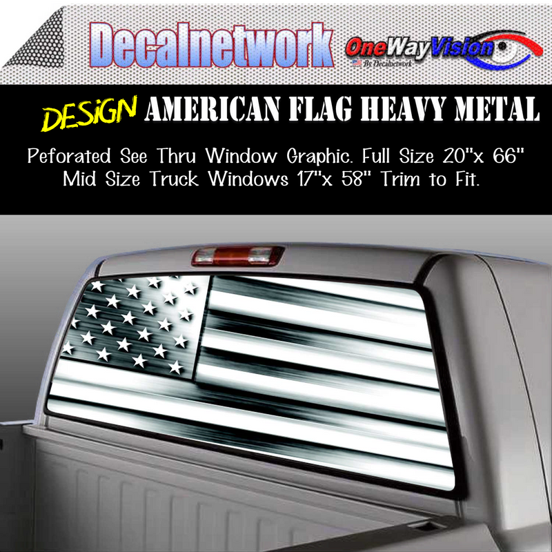 american flag metal window graphic