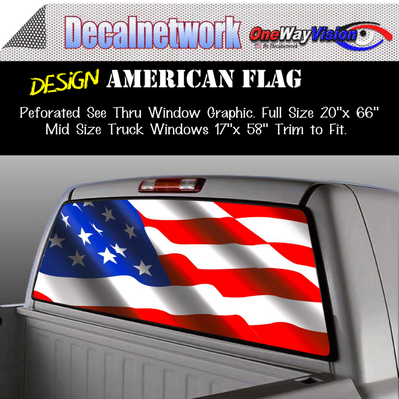 American flag rear window graphic perforated film decal
