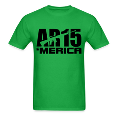 AR15 MERICA design tee shirt with black logo - bright green