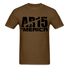 AR15 MERICA design tee shirt with black logo - brown