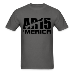 AR15 MERICA design tee shirt with black logo - charcoal