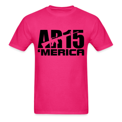 AR15 MERICA design tee shirt with black logo - fuchsia