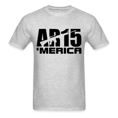 AR15 MERICA design tee shirt with black logo - heather gray