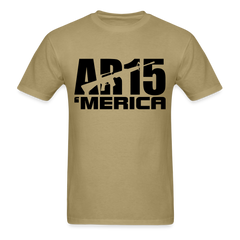 AR15 MERICA design tee shirt with black logo - khaki