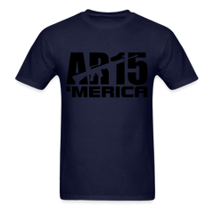 AR15 MERICA design tee shirt with black logo - navy