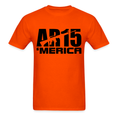 AR15 MERICA design tee shirt with black logo - orange