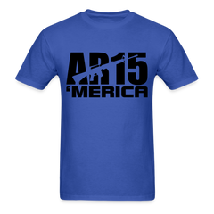 AR15 MERICA design tee shirt with black logo - royal blue