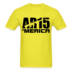 AR15 MERICA design tee shirt with black logo - yellow