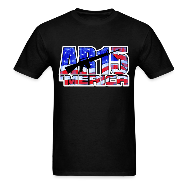AR15 MERICA with flag design tee shirt - black