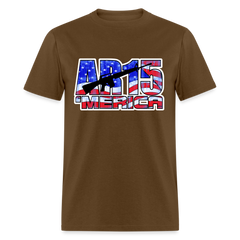 AR15 MERICA with flag design tee shirt - brown