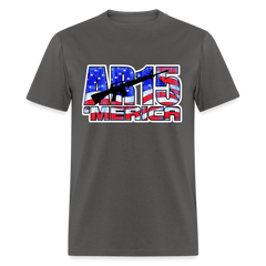 AR15 MERICA with flag design tee shirt - charcoal