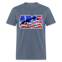 AR15 MERICA with flag design tee shirt - denim
