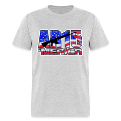 AR15 MERICA with flag design tee shirt - heather gray