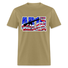 AR15 MERICA with flag design tee shirt - khaki