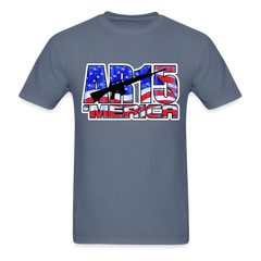 AR15 MERICA with flag design tee shirt - denim