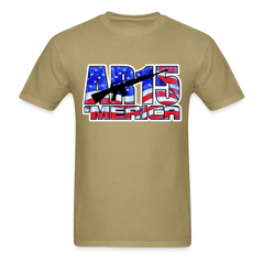 AR15 MERICA with flag design tee shirt - khaki