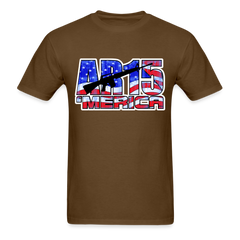 AR15 MERICA with flag design tee shirt - brown