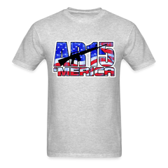 AR15 MERICA with flag design tee shirt - heather gray