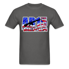 AR15 MERICA with flag design tee shirt - charcoal