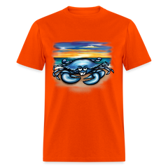 Blue Crab on beach tee shirt - orange