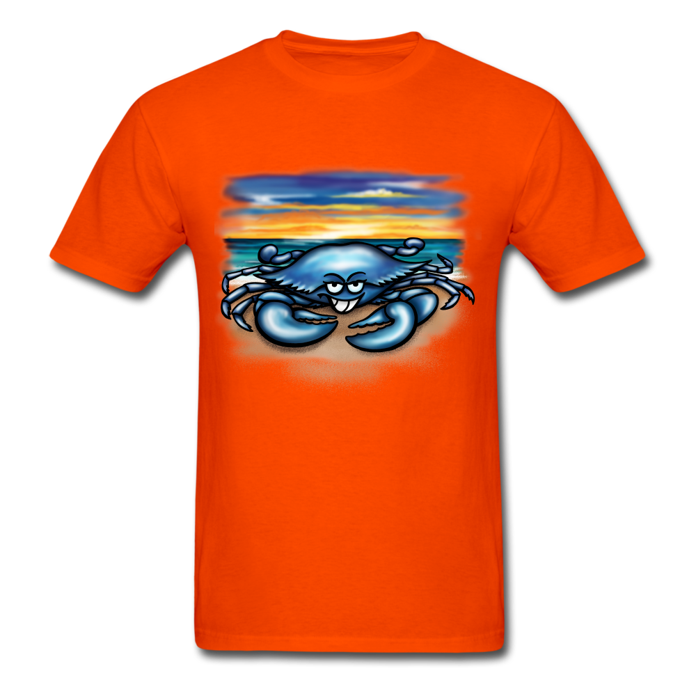 Blue Crab on beach tee shirt - orange