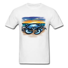 Blue Crab on beach tee shirt - white
