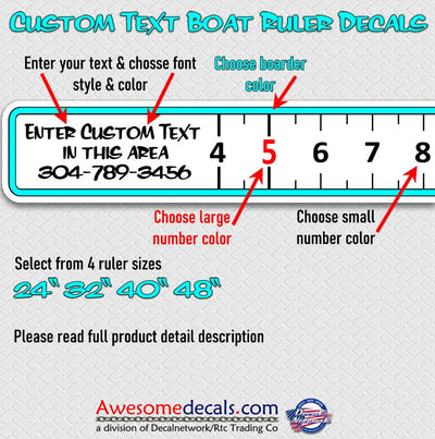 Boat Ruler fish measuring tape vinyl decal custom text