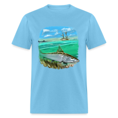 Bone Fishing tee shirt - aquatic blue