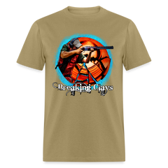 Breaking Clays Skeet Trap shooting tee shirt - khaki