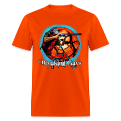 Breaking Clays Skeet Trap shooting tee shirt - orange