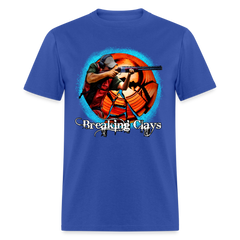 Breaking Clays Skeet Trap shooting tee shirt - royal blue