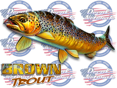 Brown trout full color vinyl sticker