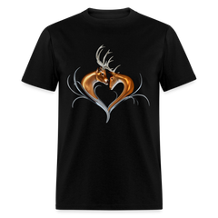 Buck and Doe Heart design tee shirt - black