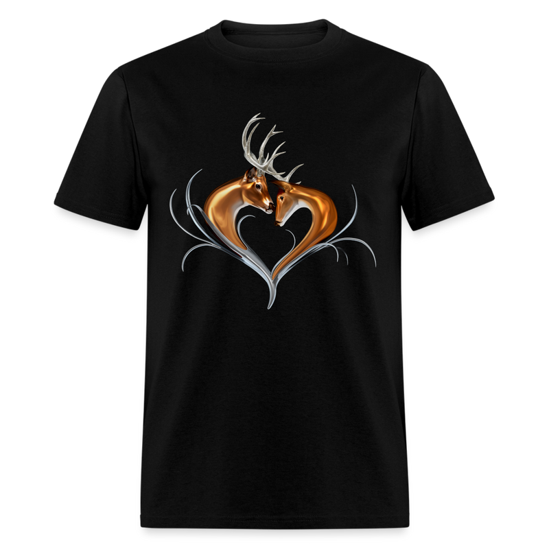 Buck and Doe Heart design tee shirt - black