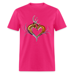 Buck and Doe Heart design tee shirt - fuchsia