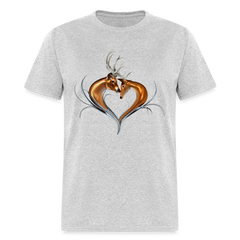 Buck and Doe Heart design tee shirt - heather gray