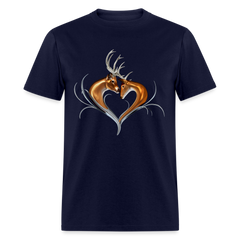 Buck and Doe Heart design tee shirt - navy