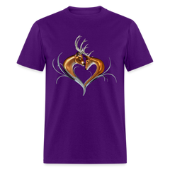 Buck and Doe Heart design tee shirt - purple