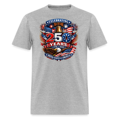 Celebrating 250 Years United States of America Patriotic 1776 - 2026 Liberty Bell Bald Eagle Flag Design - heather gray
