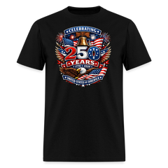 Celebrating 250 Years United States of America Patriotic 1776 - 2026 Liberty Bell Bald Eagle Flag Design - black