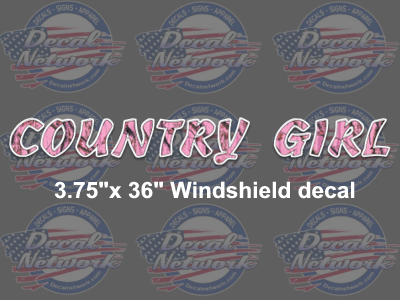 country girl pink camo windshield decal