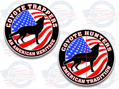 coyote trapper hunting full color vinyl decal