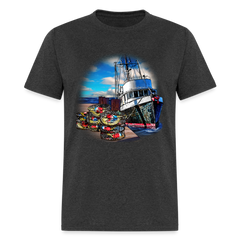 Crabbing Crab Boat tee shirt - heather black