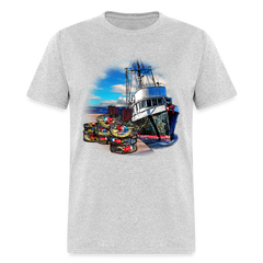 Crabbing Crab Boat tee shirt - heather gray