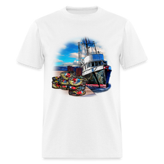 Crabbing Crab Boat tee shirt - white